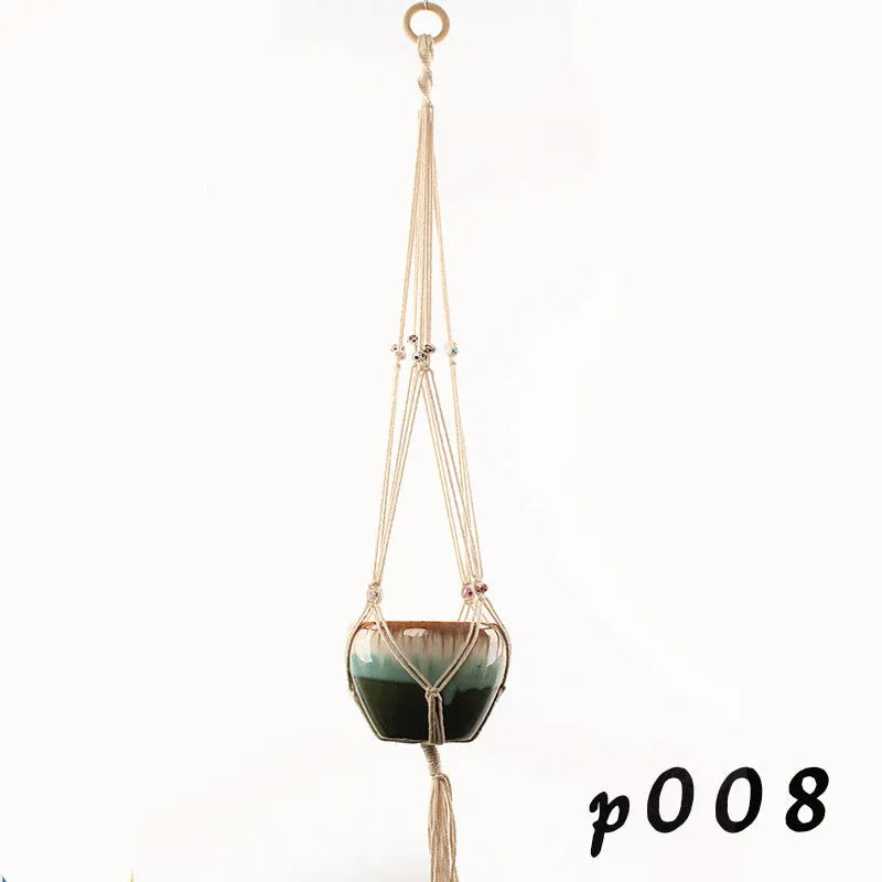 Cotton rope woven planter in style A, breathable material for desktop or wall hanging use
