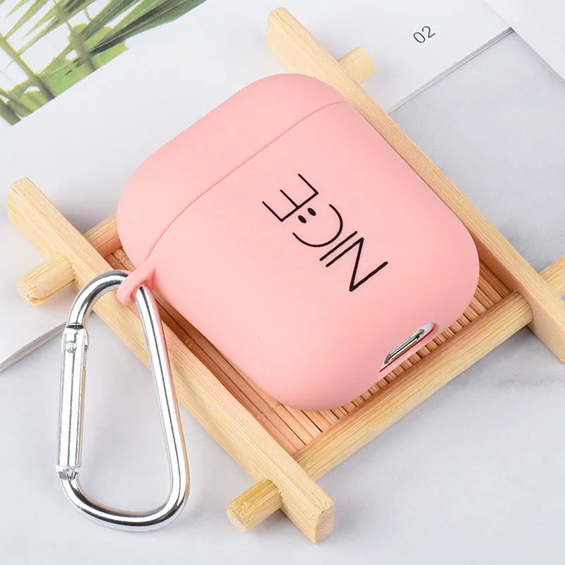 Black and Pink wireless headset cases for Apple AirPods with decorative Flower, Love, Smiley face patterns