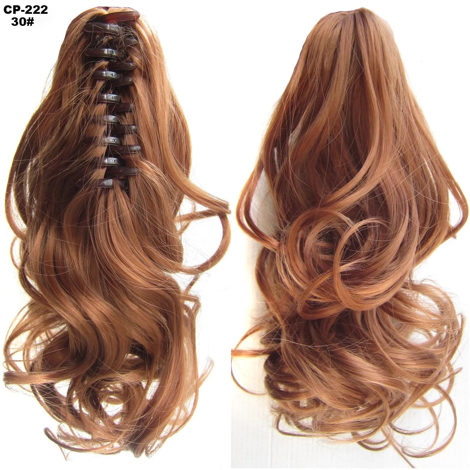 Long wave ponytail wrap around clip in hair extension 40cm chemical fiber natural wave grey hairpiece