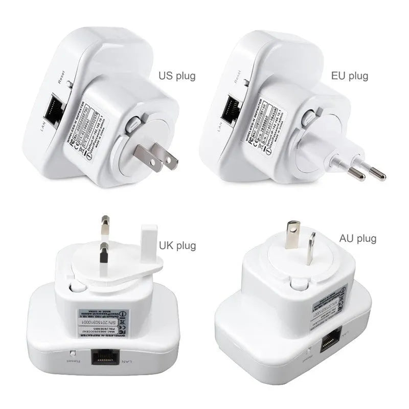 WiFi repeater signal amplifier 300Mbps 2.4GHz 802.11n white and black 75x90mm