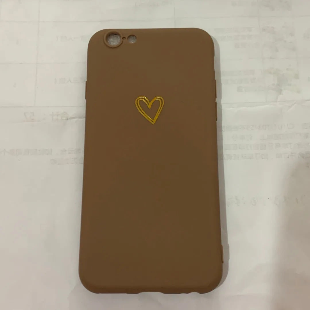 Simple hand-painted love design matte TPU iPhone case in cold wind colour with lanyard holes