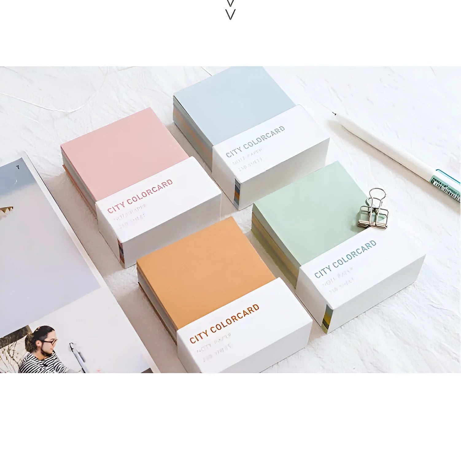 City colour memo note paper measuring 75mm by 95mm in rectangle shape