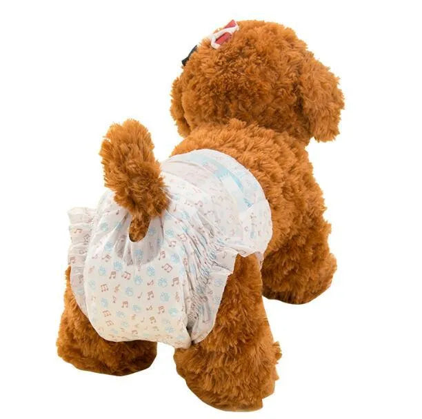 Disposable dog diapers 10 pack per bag with adjustable hook-and-loop waist, sizes S M L XL, for female and male dogs