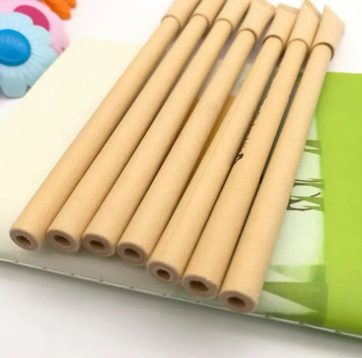 Eco-friendly kraft paper tube ballpoint pen with bullet 1.0mm tip, 15.5cm length