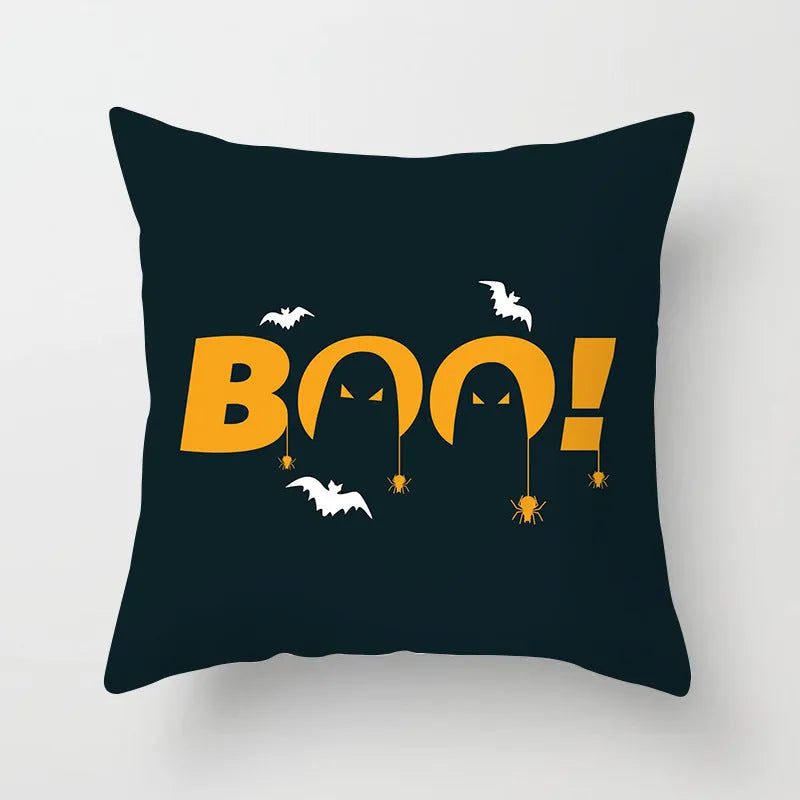 Halloween pillowcase 45x45cm in peach skin fabric with modern simple square design for living room cushion