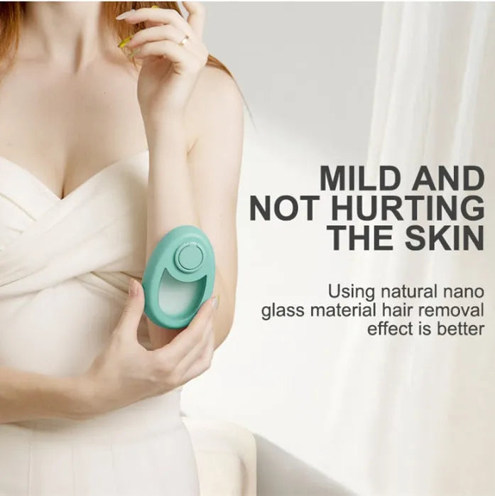 CJEER crystal hair removal tool with nano-glass surface and metal finger ring in green colour