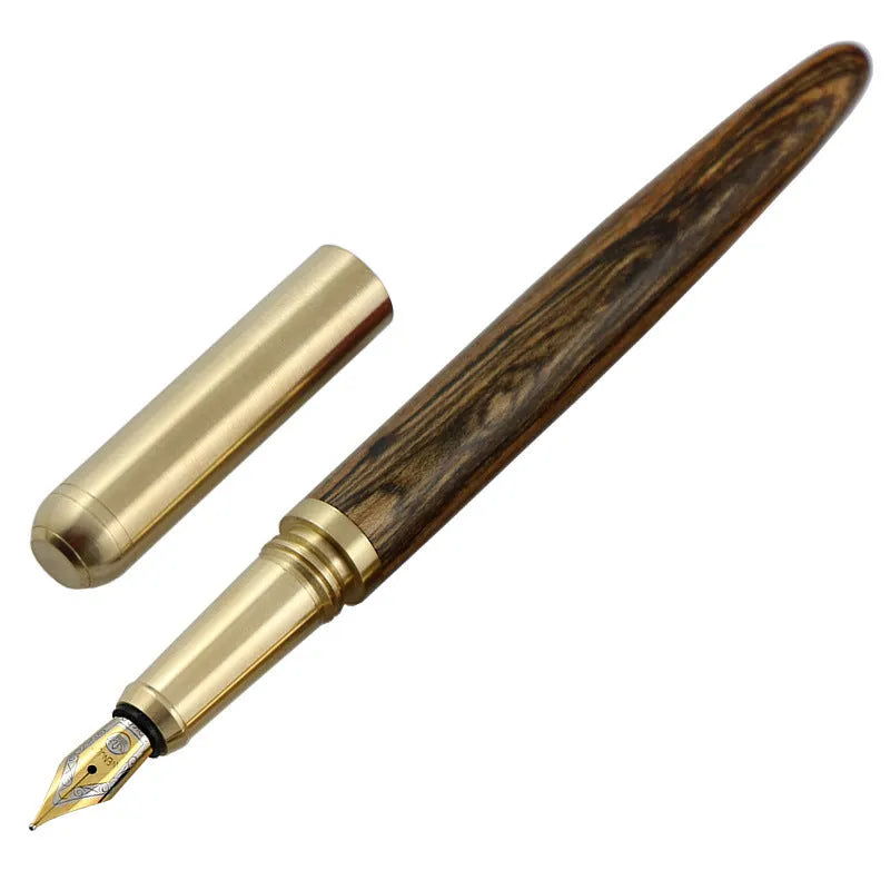 African rosewood fountain pen with brass cap and 0.7mm stainless steel nib