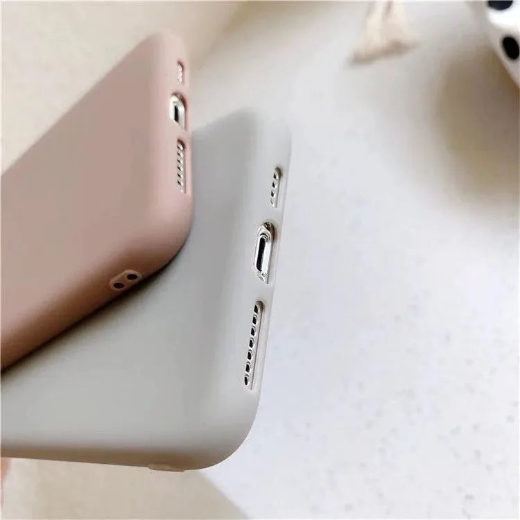 Simple hand-painted love design matte TPU iPhone case in cold wind colour with lanyard holes