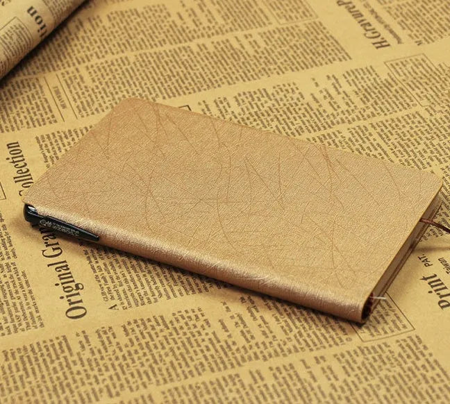 A6 soft PU leather notebook with pen slot, 100 pages, forest paper, available in seven colours