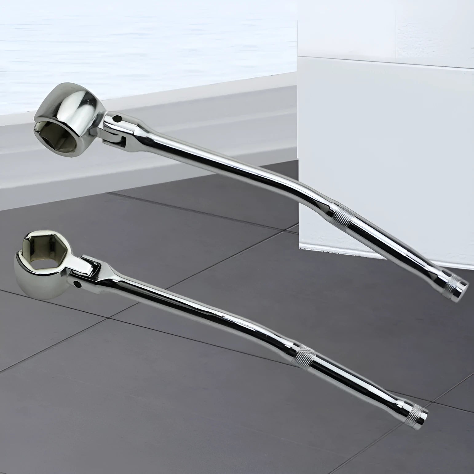 Oxygen sensor removal tool with 22mm hexagonal socket and bright chrome finish
