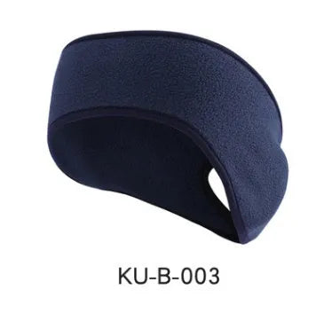 Fleece sports headband for running with ear coverage ponytail slit