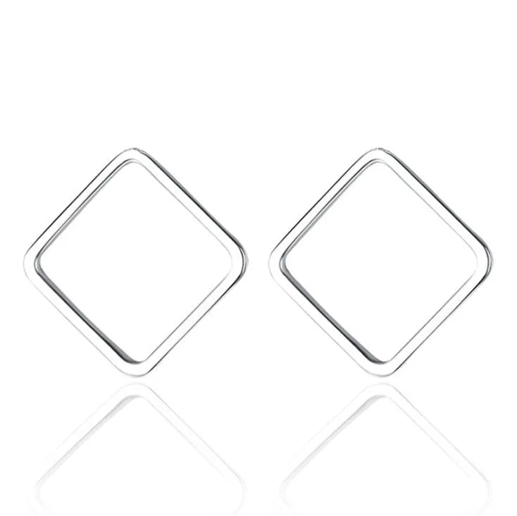 Minimalist geometric stud earrings 1cm diameter alloy black gold silver design for women