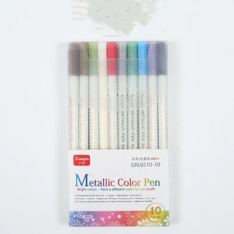 Metallic marker pen set with plastic barrels for card making and stationery projects, available in multiple colour boxed sets
