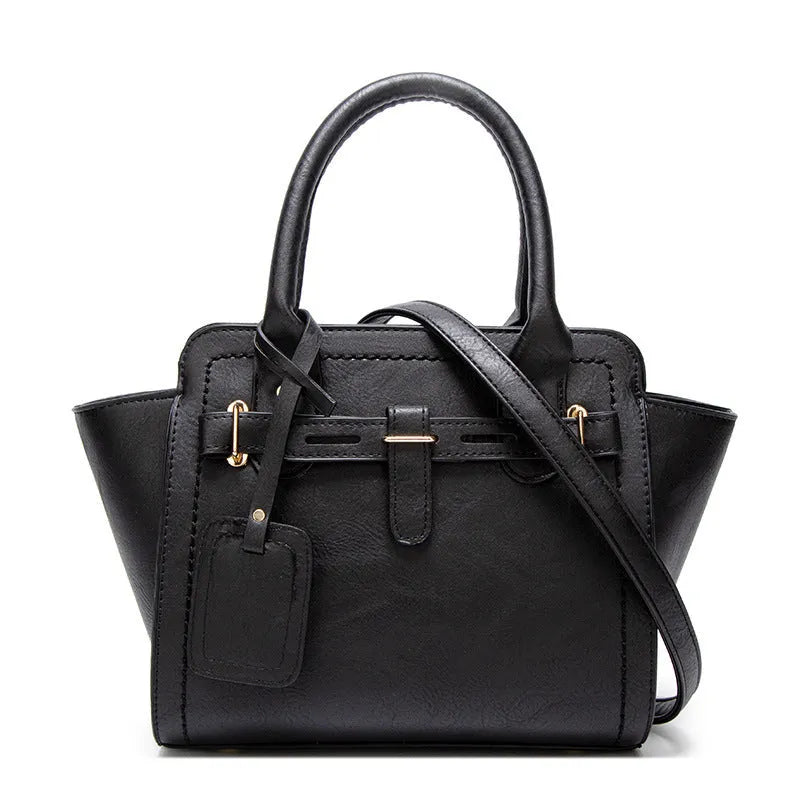 Large PU single shoulder messenger bag women's handbag horizontal square shape black colour