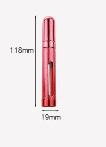 12ml aluminium portable perfume bottle in bullet shape with choice of six colours: blue, pink, red, violet, gold, silver.