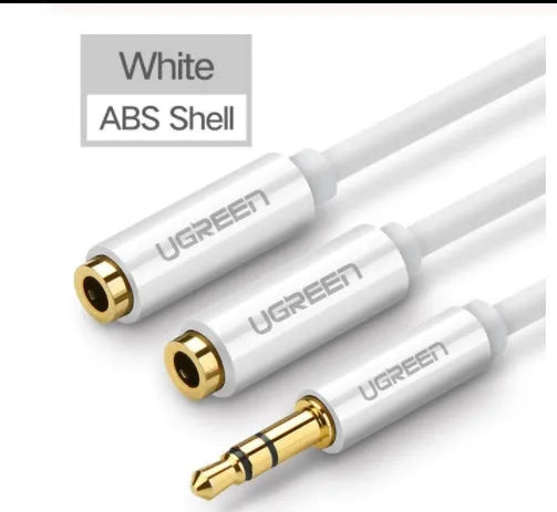 Black 20cm long 3.5mm earphone cable with gold-plated connectors and a 3mm thick TPE sheath.