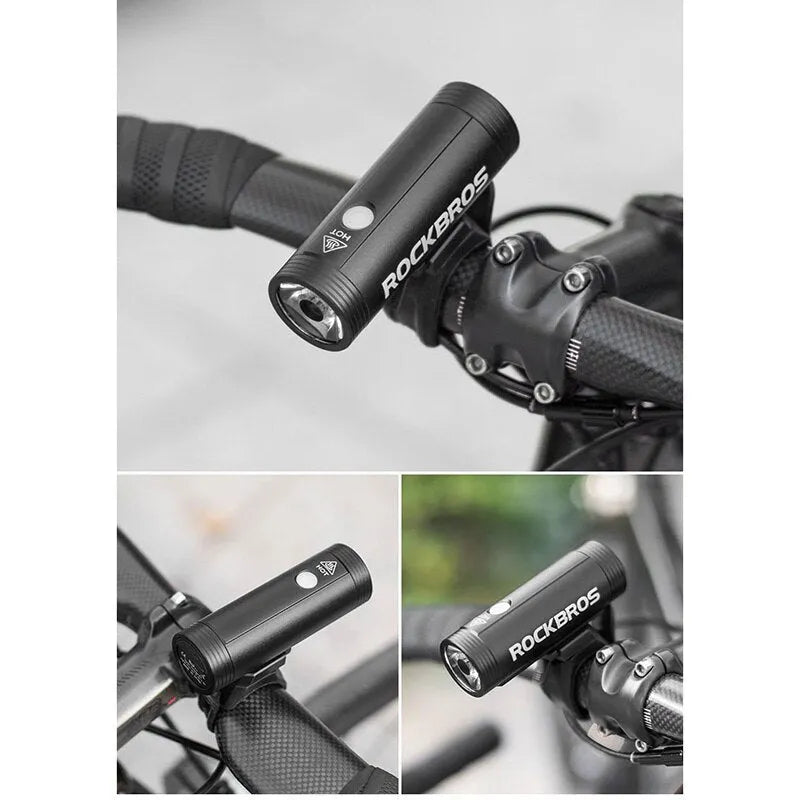 ROCKBROS R1-400 bicycle headlight black aluminium alloy IPX6 waterproof 800 lumen
