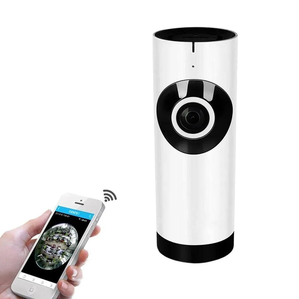 720P wireless IP camera WiFi baby monitor with panoramic view, bracket, and charger