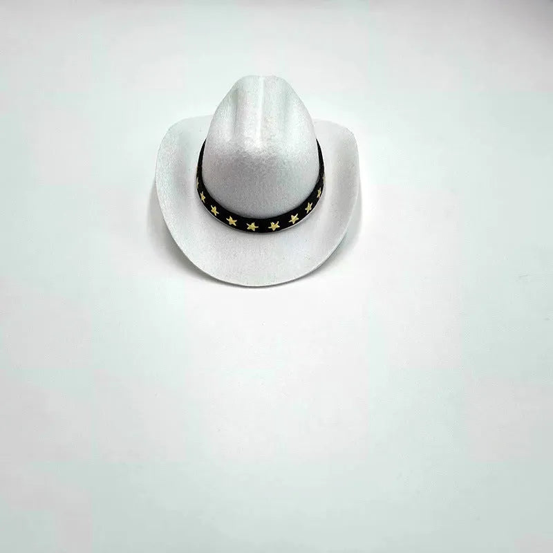 Wool felt pet hat in beige with conical shape, available in S and M sizes