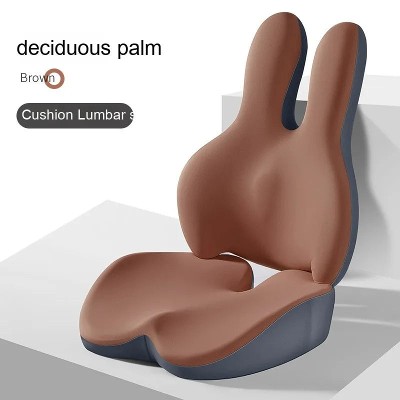 Car seat cushion and lumbar support pad set in a choice of five colours on a car seat.
