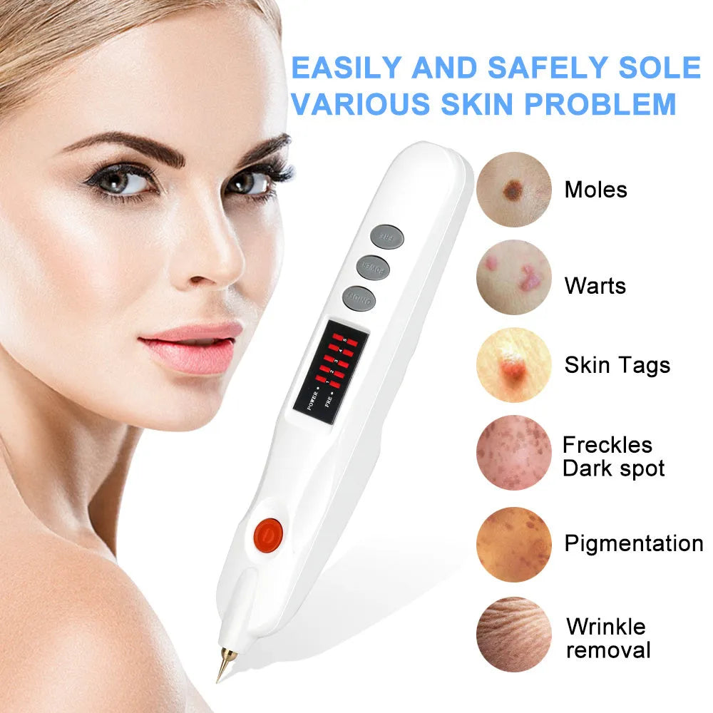 White beauty instrument facial massager with ABS plastic body and control buttons for gear selection