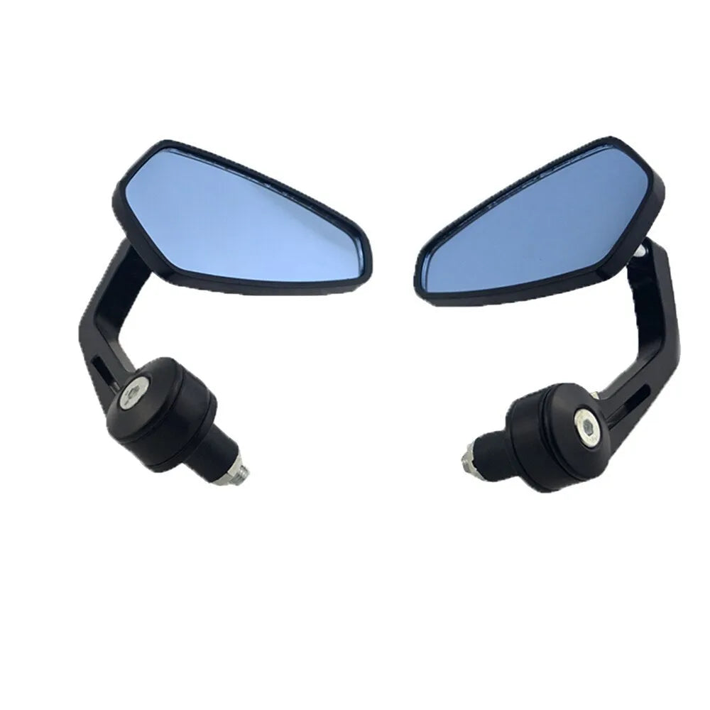 Motorcycle refitting rearview mirror with aluminium alloy body and blue glass on handlebars