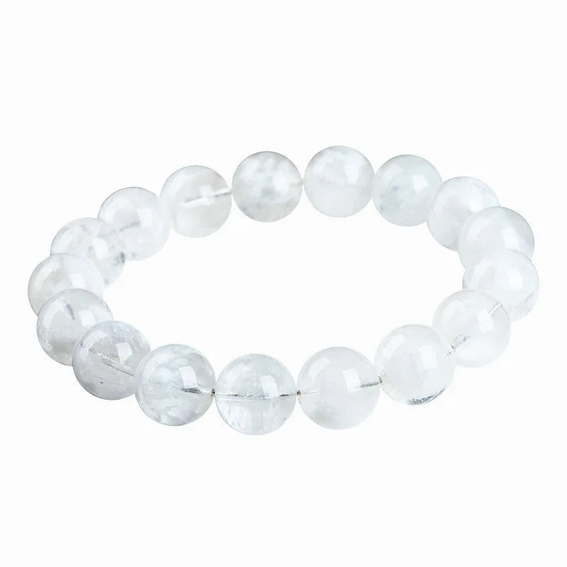 Natural blizzard snowflake round crystal bracelet with geometric beads and Ruyi Xiangyun design elements