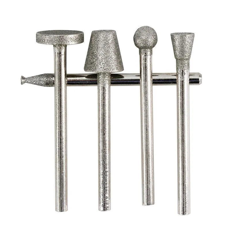 Elliptical cone emery grinding head with 3mm shank for glass and stone work