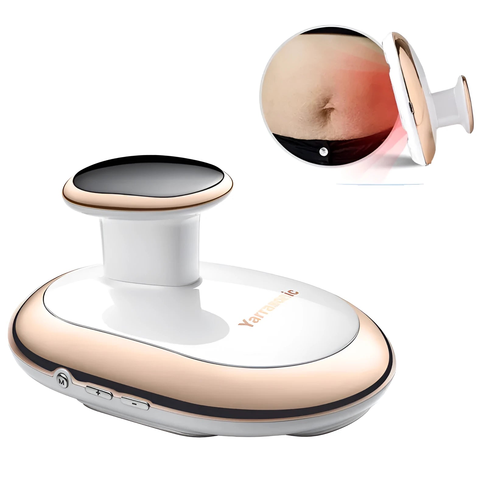 Rechargeable EMS body shaping massager with 6-level gym fitness and 6-level slimming modes, 1800mAh battery, pulse frequency 1000Hz, 156x90x66.5mm, for abdomen, back, arms, thighs, calves, white