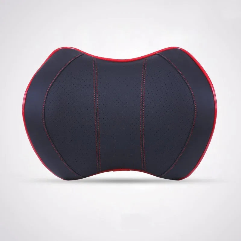 Car headrest with space memory cotton in black and red fabric cover