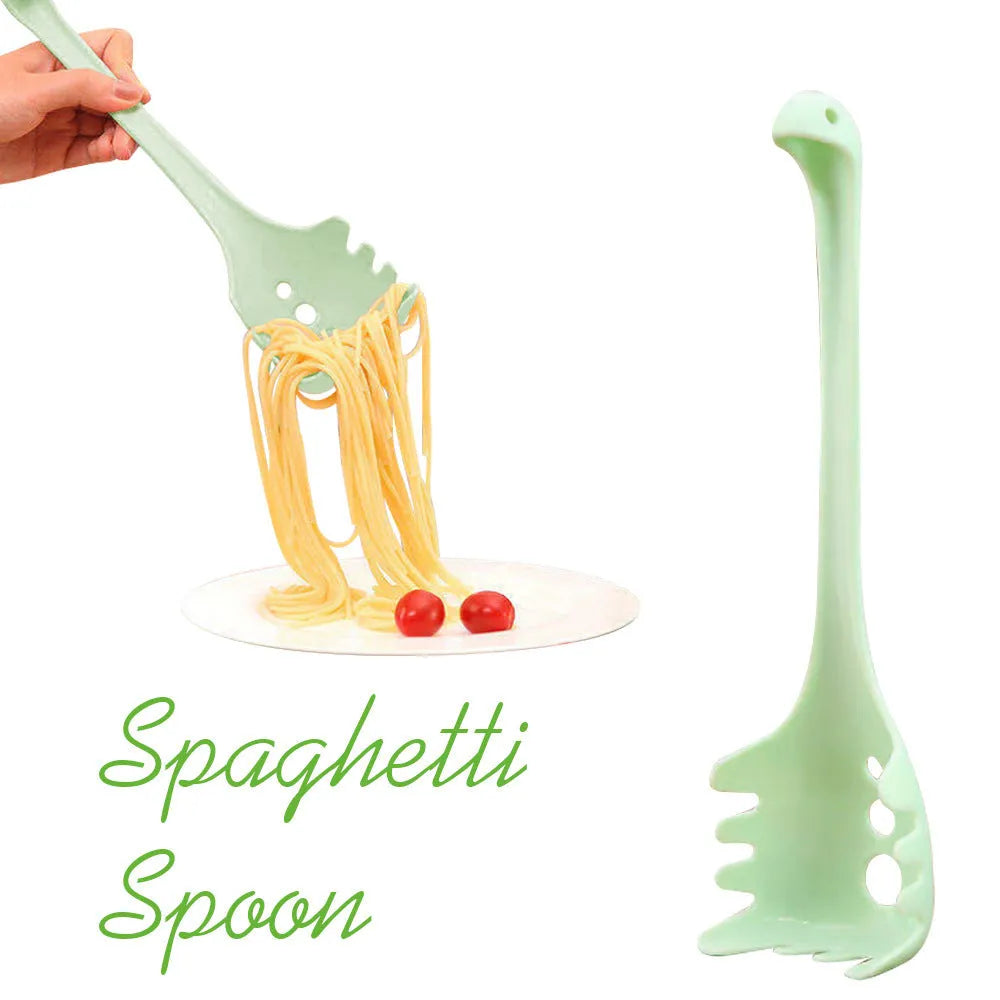 Plastic kitchen spoon and spaghetti spoon set with multifunction shovel for cooking and serving