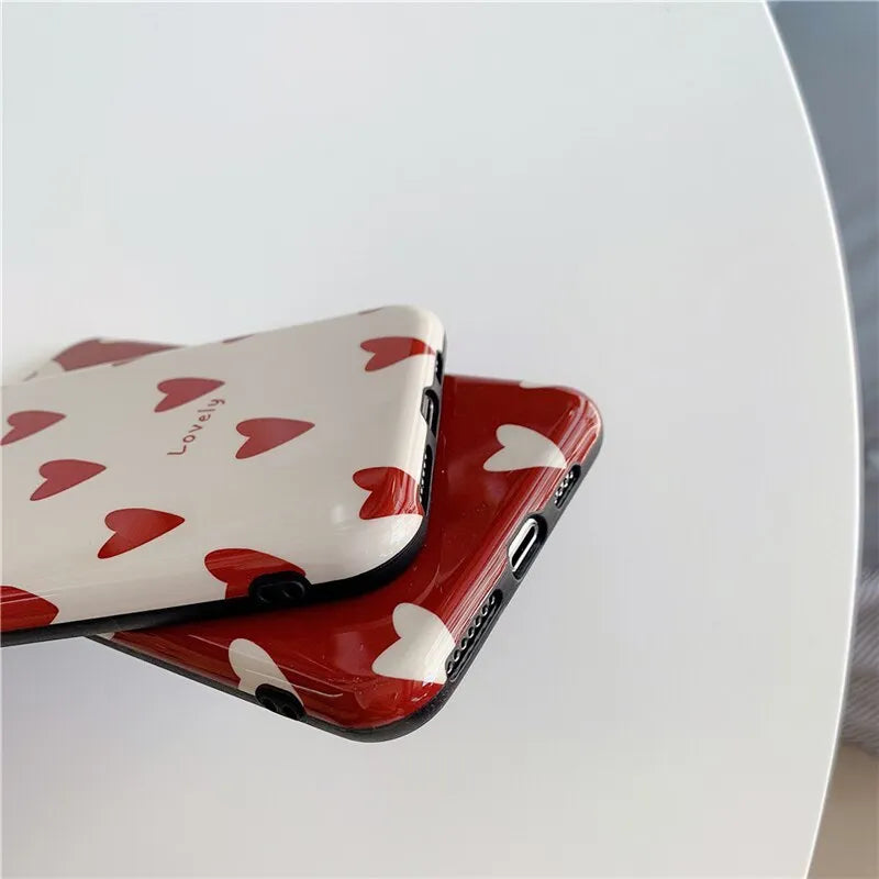 Love Glossy TPU phone case for Apple iPhone in solid colour, red back cover with smooth finish
