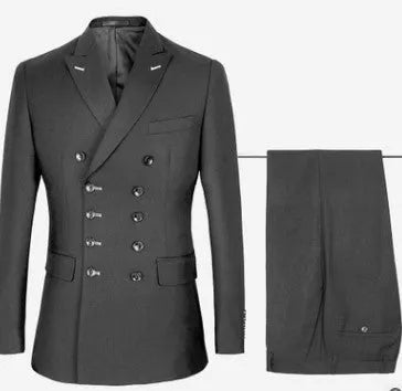 Men's professional business suit set in chemical fibre blended fabric, available in black dark grey navy blue, Asian sizes S to 4XL