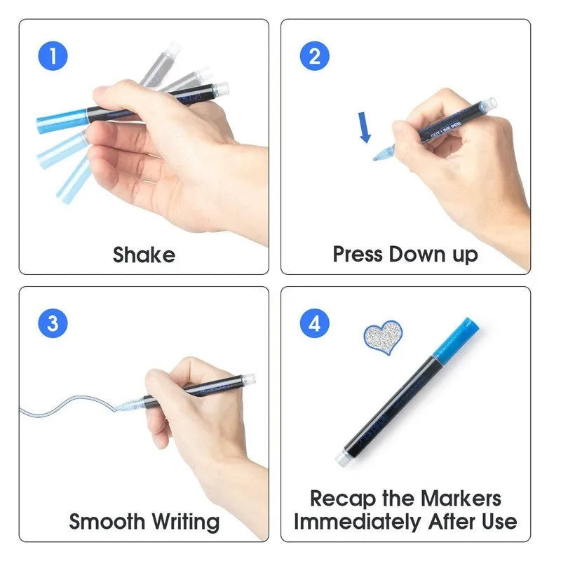 Double line signature highlighter pen with 8 colourful refills in PET box packaging