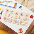 Wooden digital shape recognition hand holding puzzle board for infants, seven styles available, size 30x20 to 38x20 cm