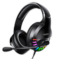 Black wired gaming headset with microphone and 3.5mm plug for PC gaming