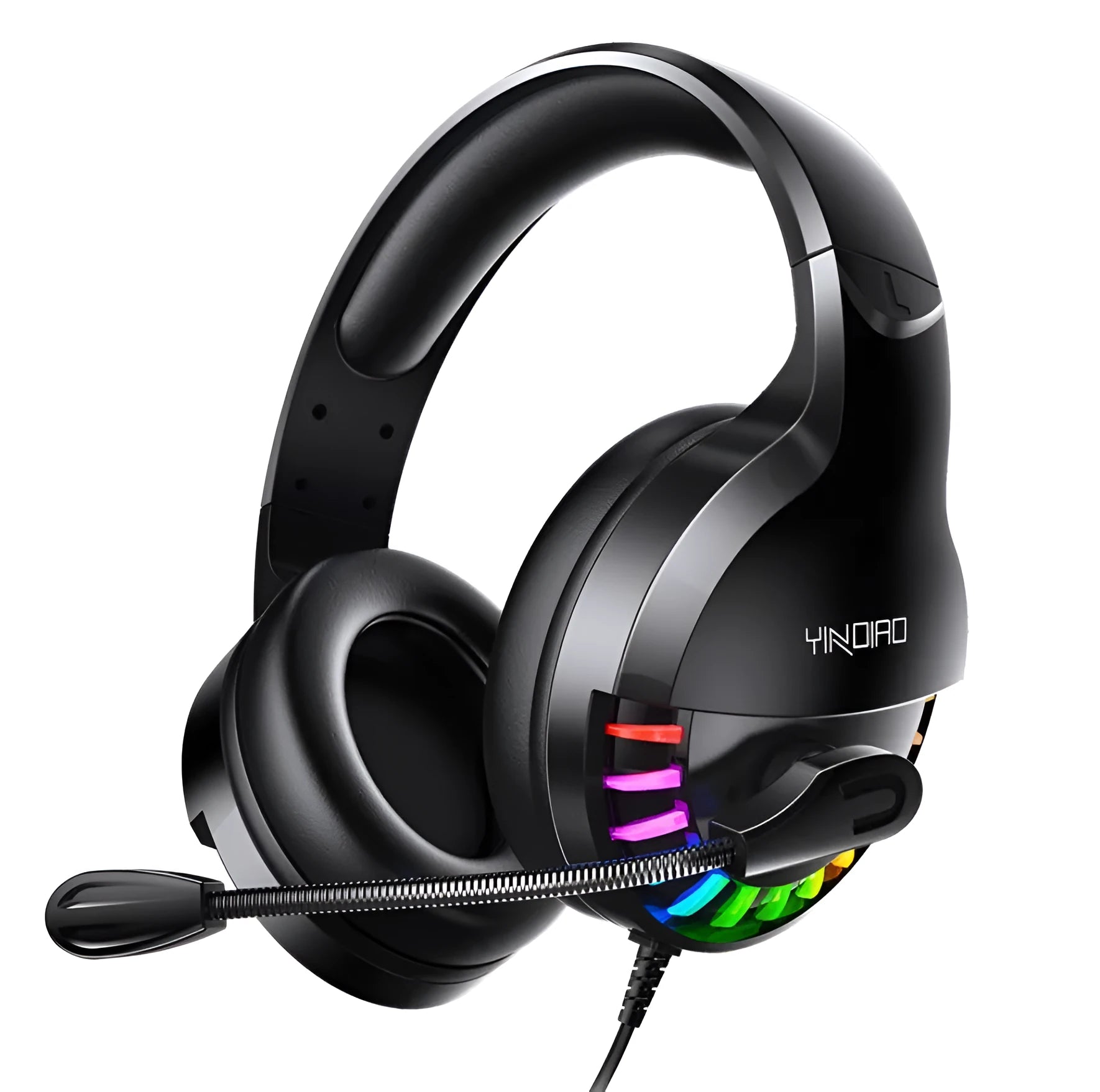 Black wired gaming headset with microphone and 3.5mm plug for PC gaming