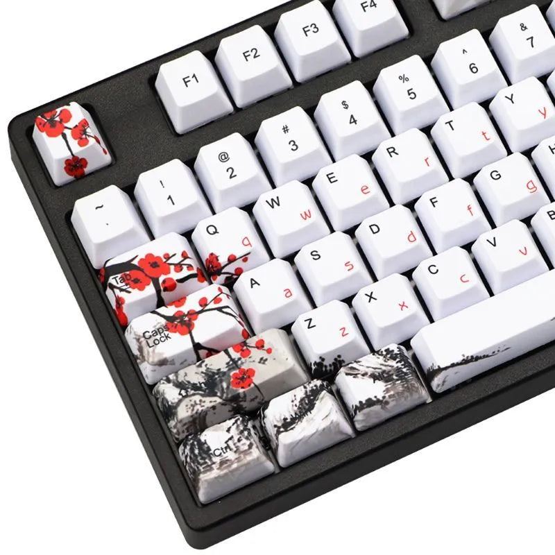 PBT Wangjiang plum blossom theme mechanical keyboard keycap set with 109 keys in OEM height profile