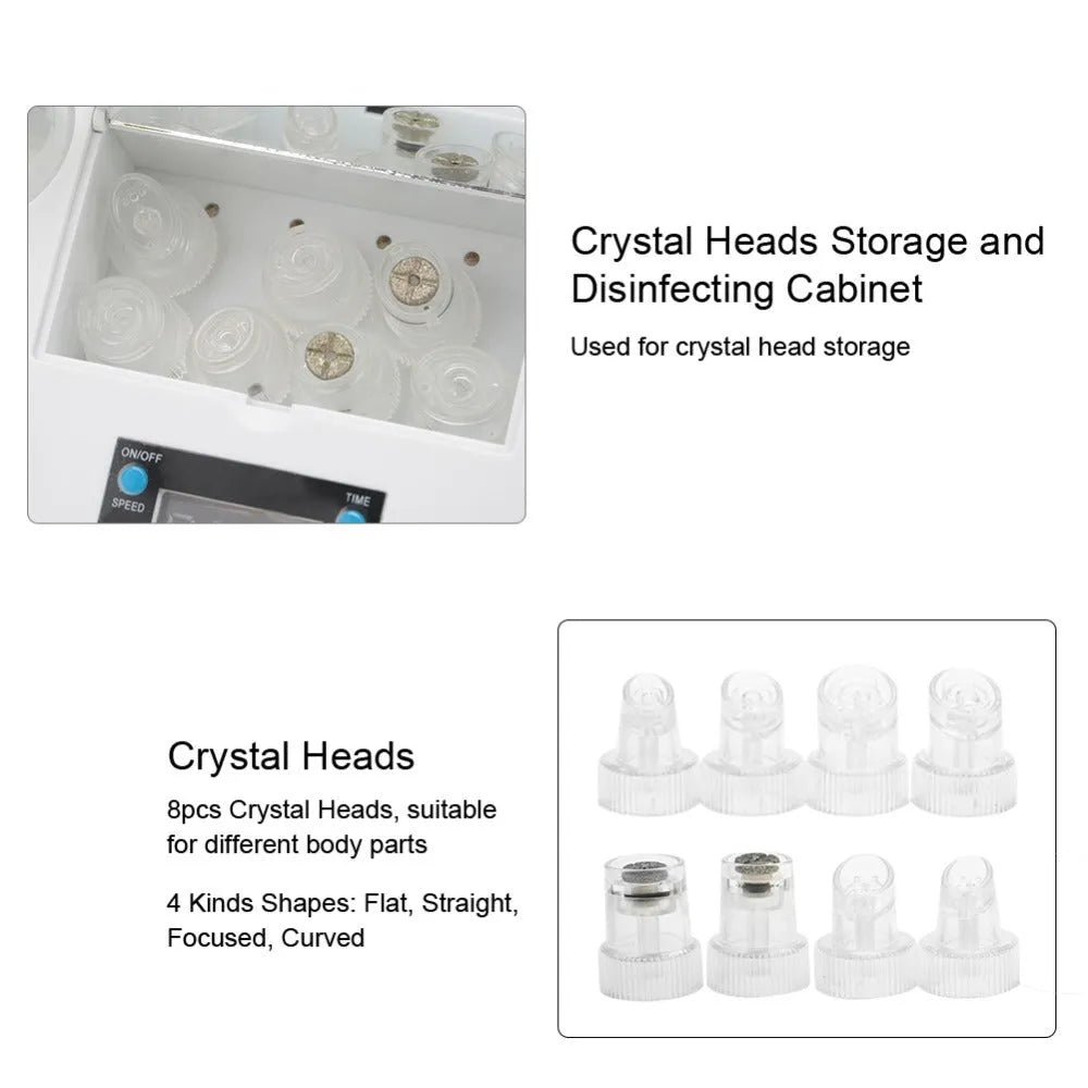 Portable oxygen spray water injection hydro jet machine for facial blackhead removal and skin rejuvenation with two bottles and crystal heads