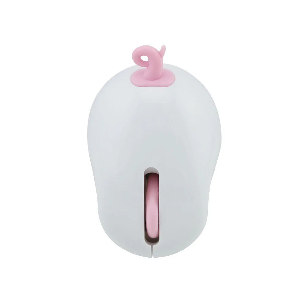Pink wireless silent mouse with compact design and USB receiver for laptop use