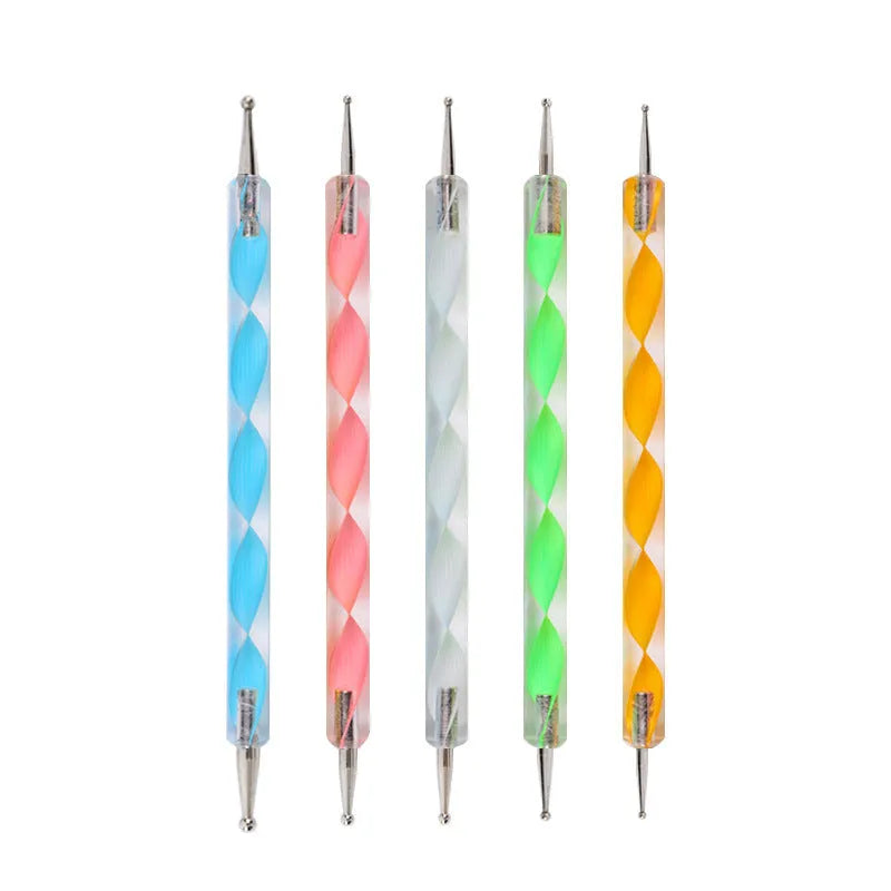 Six-piece pottery tool set with stainless steel, acrylic, and plastic tools in a blue pen bag.