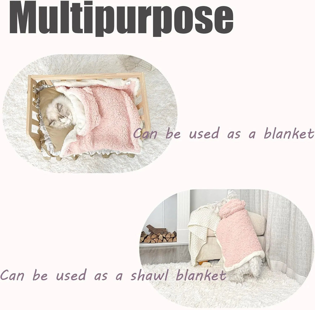 Teddy bear polar fleece pet cape blanket with hood for dogs cats, available in brown gray pink sizes S M L