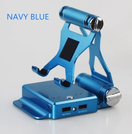 Mobile power multi-function bracket 10400 mAh in black with built-in stand and LED flashlight