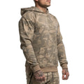 Men's camouflage cotton hoodie gym fitness pullover in dark blue with kangaroo pocket