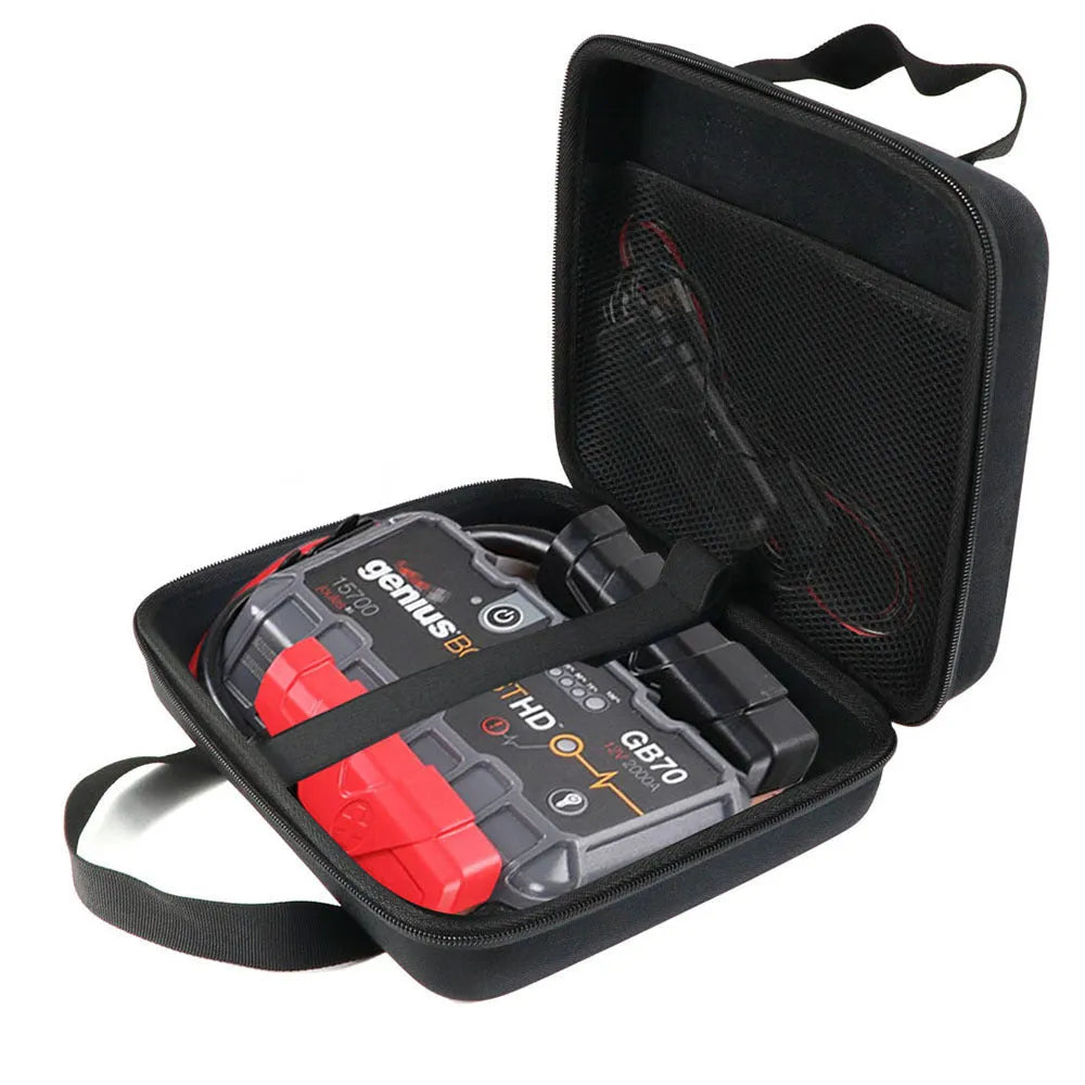 Black shockproof EVA carrying case for NOCO Genius Boost GB70 jump starter with handle and double zipper