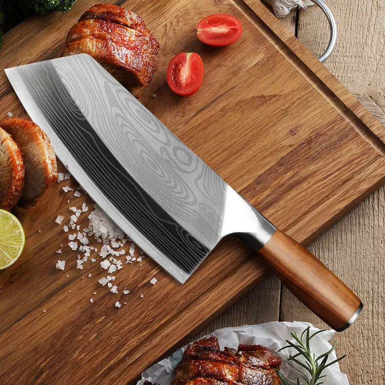 320mm stainless steel kitchen knife with 40cr13 blade and ice and fire forged construction