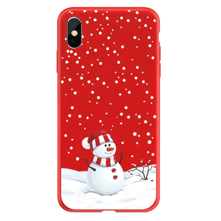 Christmas-themed painted back cover case for iPhone models 6 through XS Max.