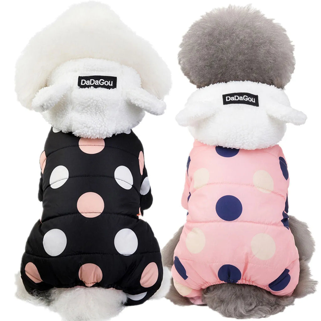 Warm cotton big polka dot four-leg coat in casual style, available in multiple colours and sizes