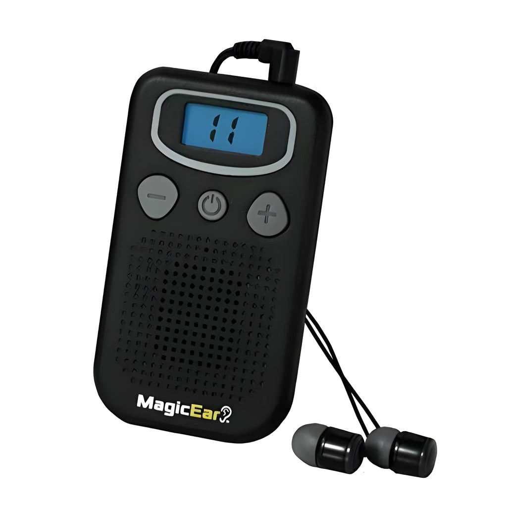 Digital hearing amplifier with background noise reduction in brilliant colour, handheld design