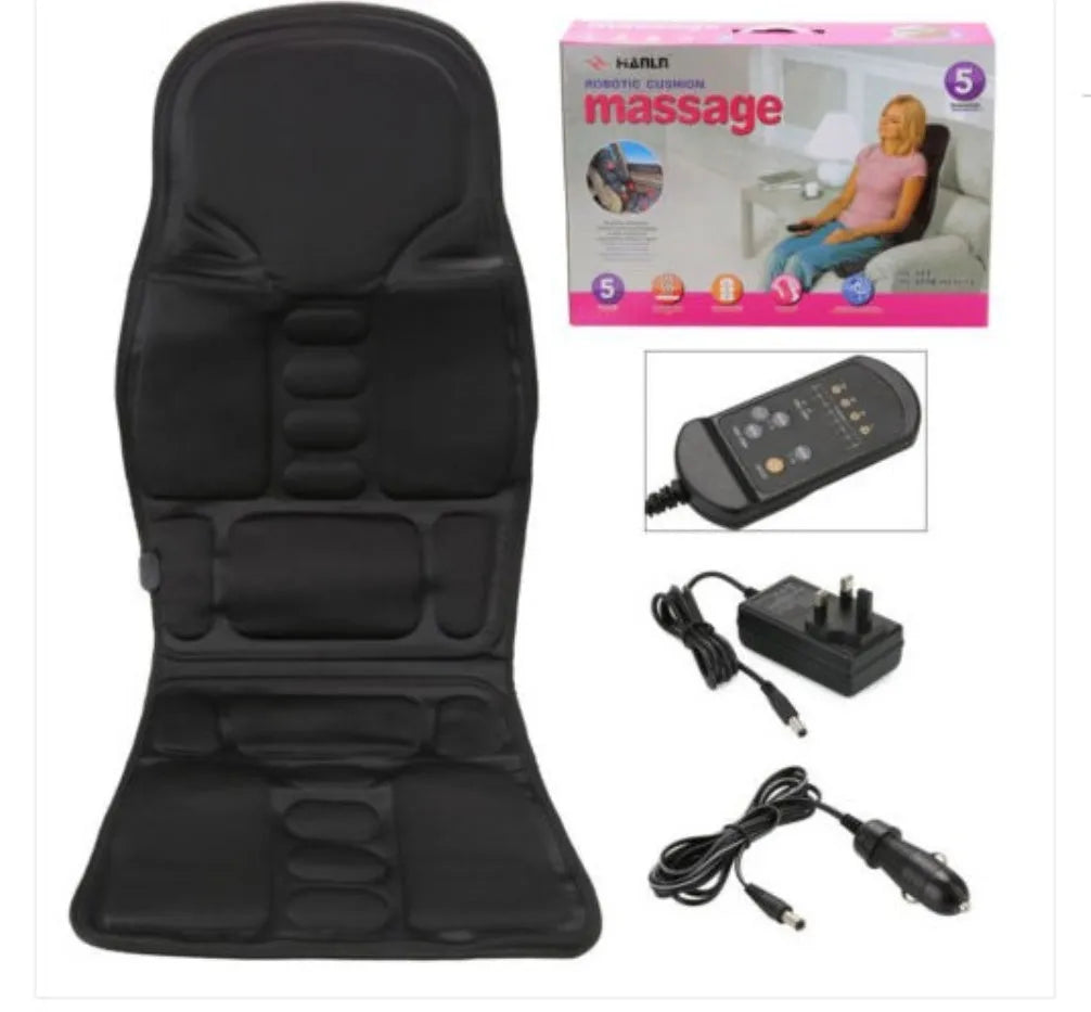 Multi-function folding massage pad for car and home with heat, 8 modes, and hand controller